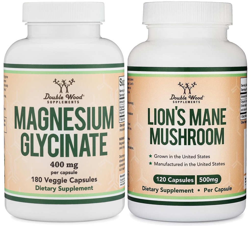 Wellness Support Duo – Magnésium Glycinate et Lion pour soutenir la santé globale et la cognition
