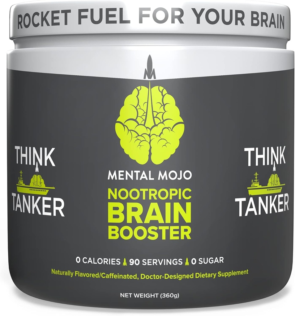 Nootropic Cerveau Booster (90 portions) Nootropic Drink Mix & Cerveau Supplément - Cerveau carburant stimule l'énergie, la concentration et la mémoire - Calories zéro, sans sucre - Kiwi Strawberry