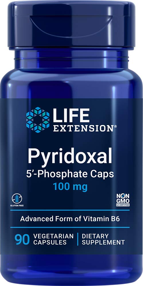 Prolongation de la durée de vie Pyridoxal 5-Phosphate Caps 100 mg P5P, 90 Capsules de Vég.