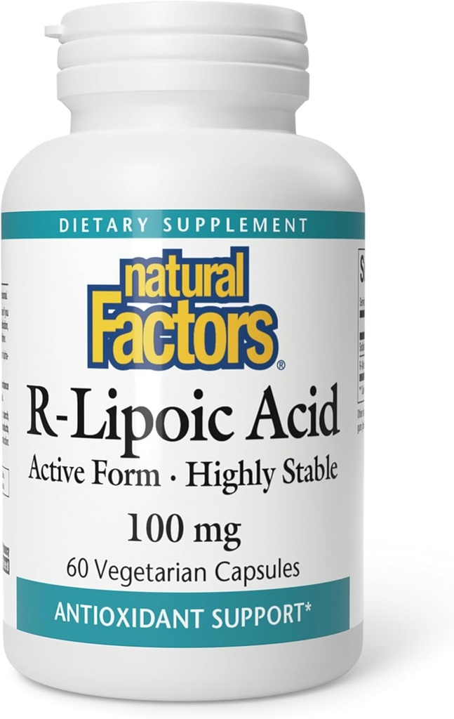 Facteurs naturels, acide R-lipoïque, soutien antioxydant, 60 capsules