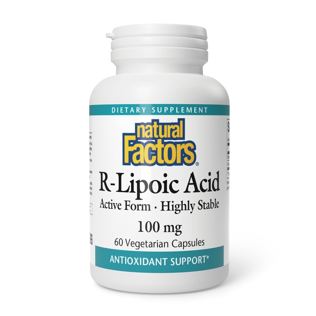 Facteurs naturels, acide R-lipoïque, soutien antioxydant, 60 capsules