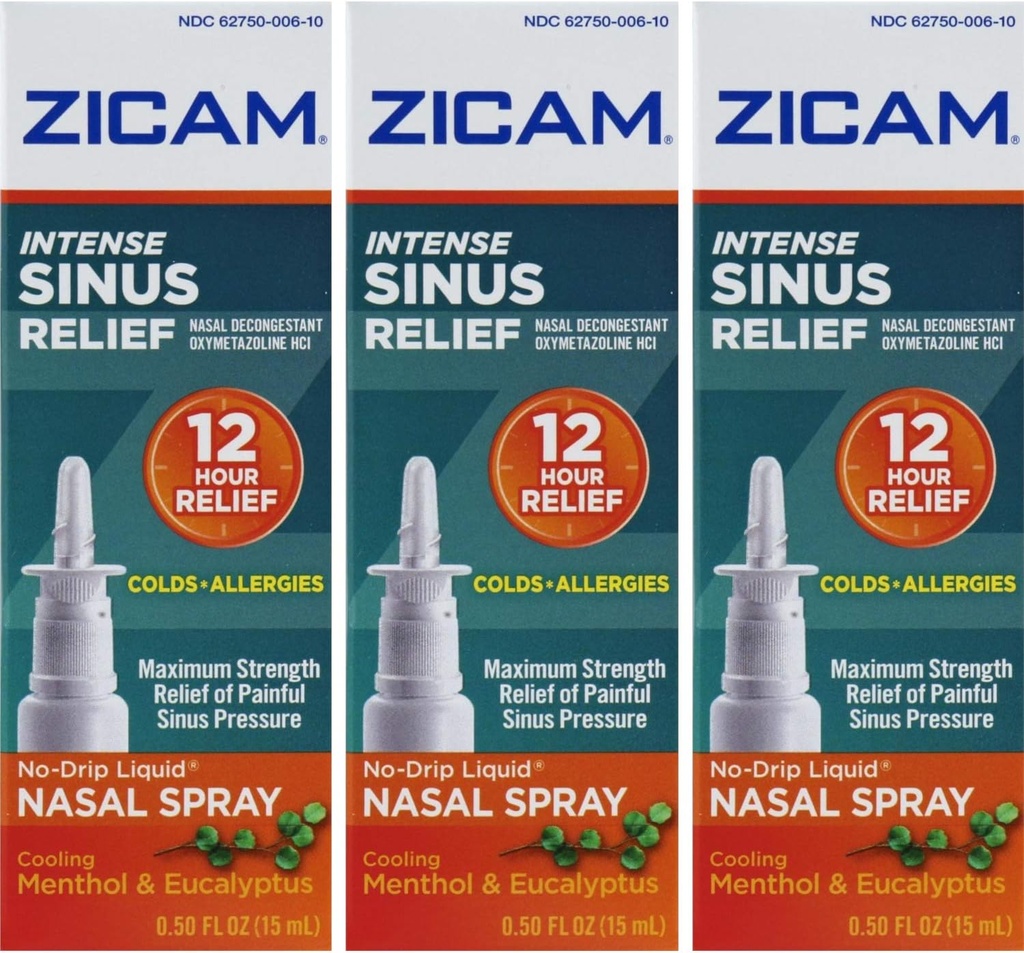 Zicam Intense Sinus Relief, Refroidissement Menthol & Eucalyptus Pompe 0,5 fl oz (Quantité de 3)