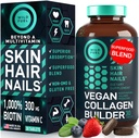 WILD FUEL Constructeur de collagène végétalien - Biotine, Superfood biologique, Acides aminés Glycine, Lysine, Proline Plant-Based Collagen Booster Suppléments - 30 comprimés d'extraits organiques