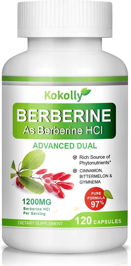 Supplément berbère 1200mg.120 Capsules à base d'HCL berbère,Cinnamon, Bittermelon, Gymnema