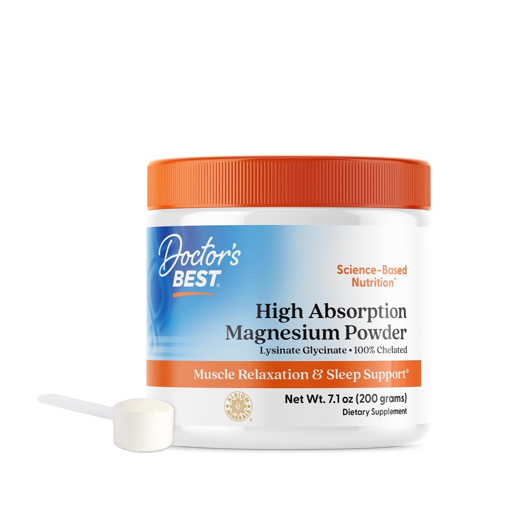 La meilleure poudre de magnésium à absorption élevée, blanc, 100 % de TRACCS chélatés, pas buvée, maux de tête, sommeil, énergie. Non OGM, végétalien, sans gluten, 200G, 7.1 Ounce (paquet de 1)