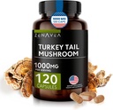 Turkey Tail Capsules de champignons Prise en charge du système immunitaire, antioxydant et propriétés digestives - Supplément de champignons 1000mg - 120 Capsules - équivalent à 15 000 mg de dinde biologique