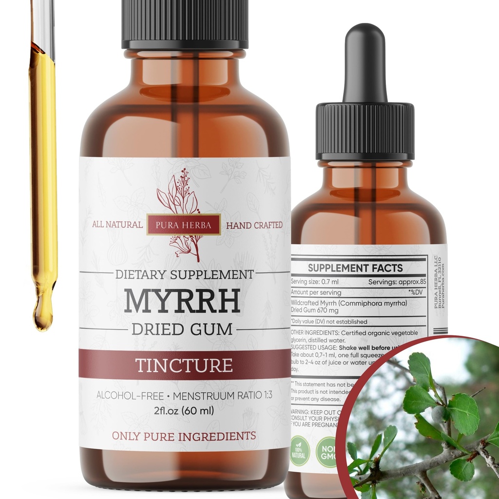 Extrait de liquide de myrrhe biologique - gouttes de teinture sans alcool (en anglais seulement)