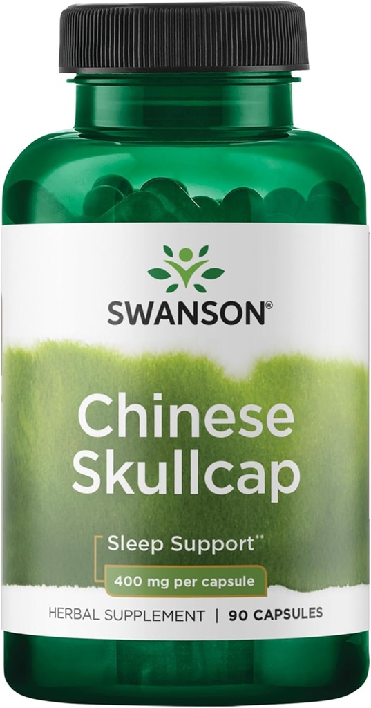 Swanson Chinese Skullcap - Herbal Supplement Promoting Relaxation & Sleep Support - Flavonoid Formula to Help Soothe Nerves - (90 Capsules, 400mg Each)