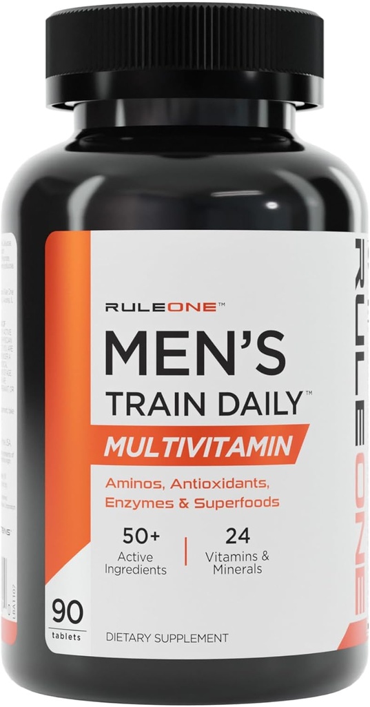 Rule 1 R1 Men’s Train Daily - 90 Tablets - Sports Multivitamin with Aminos, Antioxidants, Enzymes & Superfoods - 30 Servings