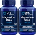 Extension de vie Magnésium Caps 500mg, 270 Capsules (paquet de 2) - Vegan, Non-OGM, Supplément complexe Mag avec/oxyde, Citrate, Succinate