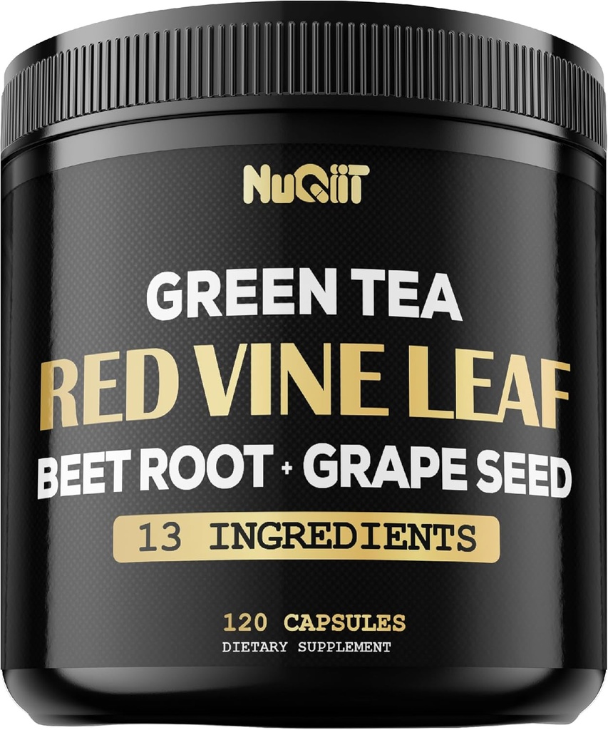 Extrait de feuille de vigne rouge 15000mg Racine de betterave 3000mg Thé vert bio 3000mg Supplément et plus - Soutenir la santé cardiaque, la force, le système immunitaire et la gestion du corps - 120 capsules végétaliennes pour 2 mois d'approvisionnement