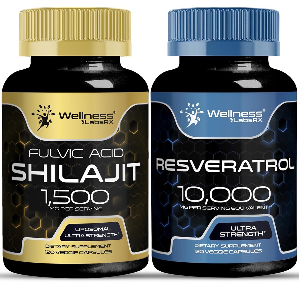 BIEN-ÊTRE LABSRX Capsules de resvératrol avec Shilajit Pure Himalayan Capsules