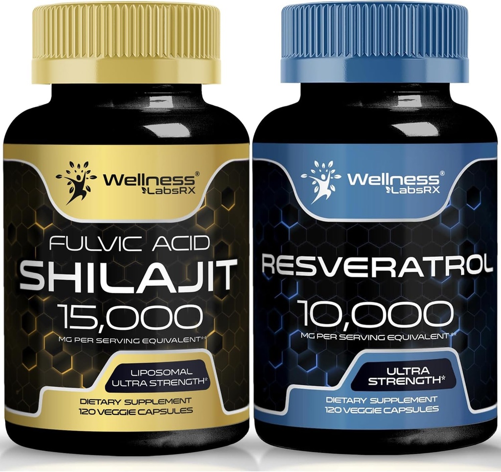 BIEN-ÊTRE LABSRX Capsules de resvératrol avec Shilajit Pure Himalayan Capsules