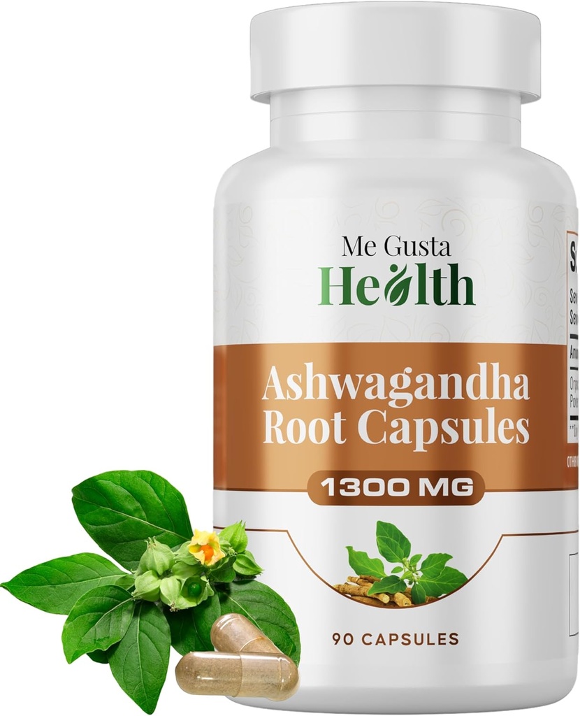 Ashwagandha Root Powder Capsules 1300mg, Capsule Metabolism Support for Women and Men, Immune & Mood Support, Ashwamag GMO Free Energy Support & Sleep Support 90 Capsules