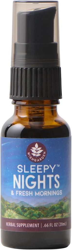 WishJarden Herbs Sleepy Nights & Fresh Mornings - All-Natural Herbal Sleep Aid Tecture, complément de sommeil biologique avec fleurs de passion, houblon et écailles, soutient le sommeil profond et des cycles de sommeil sains, .66oz