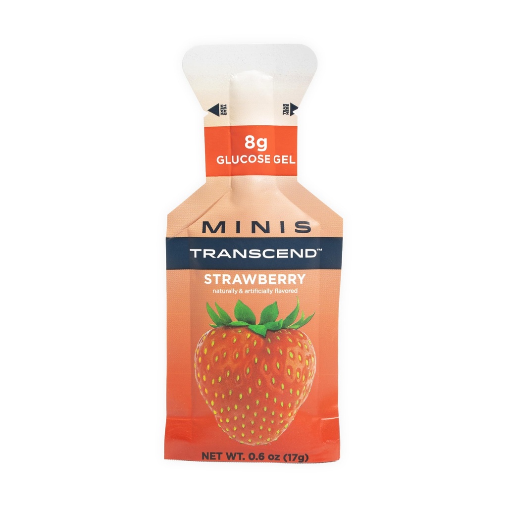 Transcend Foods Mini Gel de fraise (6 oz, paquet de 24) Gel de carburateur à action rapide Saveur de fraise – Taille de voyage, sans caféine, sans gluten