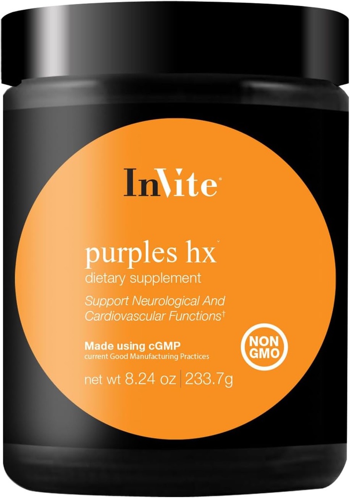 Invitez Santé Purples Hx® - Supplément Fruits et Légumes, Poudre Superalimentaire - Formulé avec des extraits puissants d'un mélange de baies, de carottes violettes et de racines de betteraves plus probiotiques - 30 (2-pack)