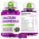 Gommies de zinc de magnésium de calcium avec vitamine D3 et K2, potassium de glycinate de magnésium d'absorption élevée pour Immune et les muscles, saveur de mûrier végétalien 60 Gommies