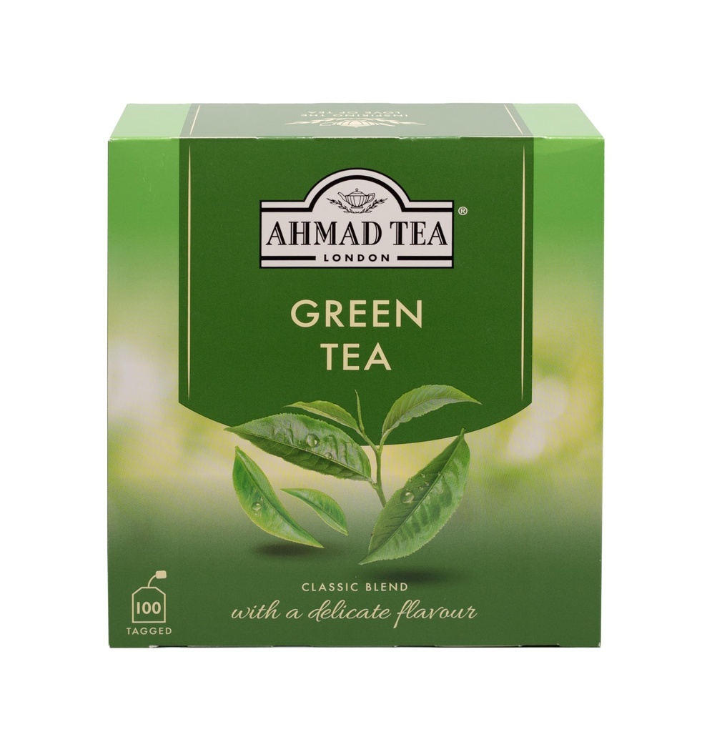 Thé vert Ahmad thé, thé vert sachets de thé 100 ct - caféiné et sans sucre