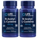 Extension de vie N-acétyl-L-Cysteine (NAC), réponse immunitaire, santé respiratoire, santé du foie, NAC 600 mg, antioxydant Défense, radicaux libres, facile à absorber - Deux packs x 60 capsules