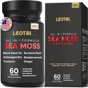 Organic Irish Sea Moss Capsules: Sea Moss 10500mg Black Seed Oil 6000mg Turmeric 3000mg Ashwagandha 3000mg Bladderwrack 3000mg Burdock Root 3000mg Ginger for Skin Gut Health Superfood 60 Capsules