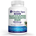 Glucosamine Chondroïtine Advanced Joint Support Triple Strength avec Zinc et Cuivre, Supplément pour hommes et femmes pour le cartilage et la santé articulaire, Fabriqué aux États-Unis, 90 comprimés de Veg