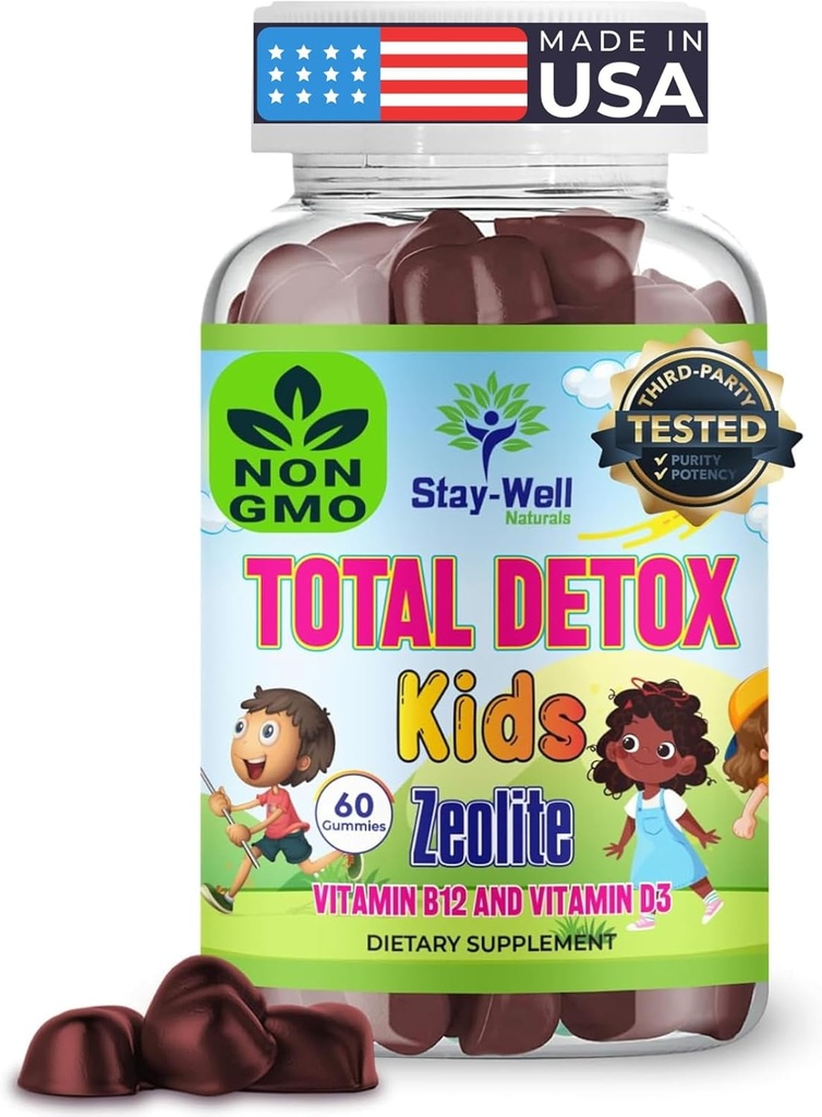 Détox de métal lourd de zéolite naturel enfants, Gummy à croquer, zéolite micronisée, nettoyage total des métaux du corps, nettoyage des toxines, non-OGM, 60 gummées mixtes
