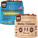 Natural Dog Company Multivitamin & Foie & Rein Chews Bundle - Un soutien sanitaire complet pour les chiens seniors, favorise la désintoxication, la digestion améliorée, la peau radiante et le manteau, facile à administrer