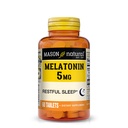 Mason Natural Melatonin 5 mg avec B6 & Calcium, aide au sommeil naturel, soutient le sommeil reposant, 60 comprimés