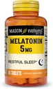 Mason Natural Melatonin 5 mg with B6 & Calcium, Natural Sleep Aid, Supports Restful Sleep, 60 Tablets