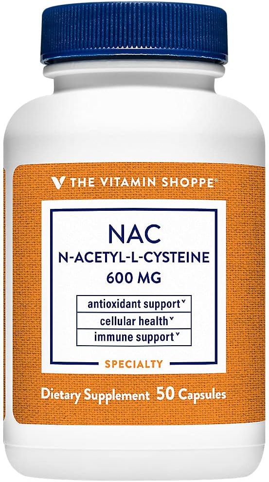 The Vitamin Shoppe NAC N-Acetyl-L-Cysteine - Promotes Cellucor Health, Immune & Antioxidant Support - 600 MG (50 Capsules)