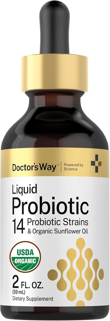 Doctor's Way Liquid Probiotic (en anglais seulement) 2 fl oz (en anglais seulement) 14 souches probiotiques avec huile de tournesol biologique (en anglais seulement) Supplément non-OGM