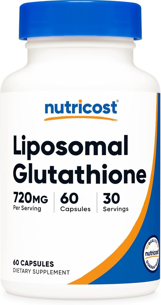 Supplément de glutathion liposomique Nutricost 60 capsules, 720 mg par portion - végétalien, sans OGM, 30 portions