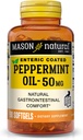 MASON NATURAL Peppermint Oil 50 mg Enteric Coated Supplément, 90 jours de soutien gastro-intestinal pour Bowel, pilules softgel fonctionnant normalement