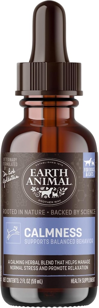 Supplément liquide apothicaire animal de la Terre - Remédies à base de plantes calmes pour chiens et chats - 2 fl oz