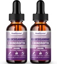 2 Pack Glucosamine Chondroïtine MSM gouttes liquides, supplément de soutien articulaire extra-fort pour les adultes hommes et femmes, Quercetin Boswelia, Bromelain, Antioxydant Imune Support (4 Fl oz)