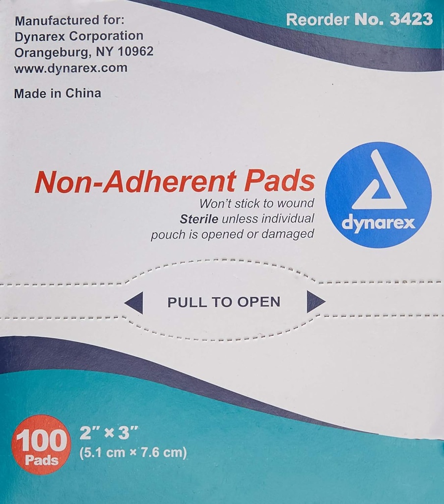 Pad non-adhérent Dynarex, stérile, 2x3, boîte/100