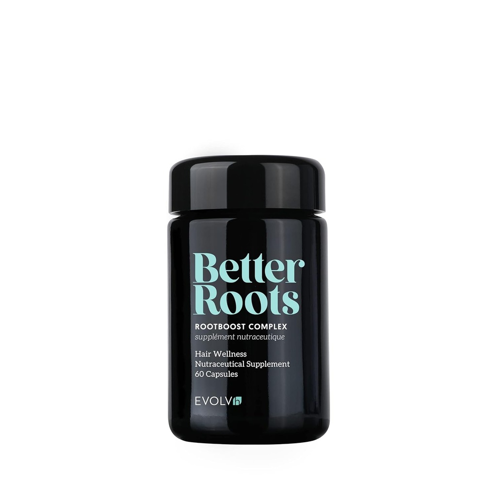 EVOLVh - Better Roots RootBoost Complex Nutraceutical Supplement For Healthy Hair Growth | Vegan, Non-Toxic, Clean Hair Care (60 Capsules) PACKAGING MAY VARY
