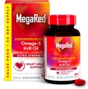 MegaRed Ultra Strength 1000mg Omega-3 supplément d'huile de krill avec EPA/DHA, Astaxanthin & Phospholipides, sans huile de poisson après-goût soutient le coeur, le cerveau, l'articulation et la santé des yeux, 60 softgels de comte.