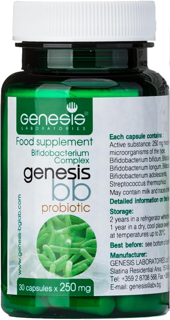 Genesis LABORATORIES Probiotic Supplement with Bifidobacterium spp. 250 mg 30 Capsules Immune Support Gut Health Probiotics for Digestive Health Anti Bloating for Men and Women Gut Restore Probiotic