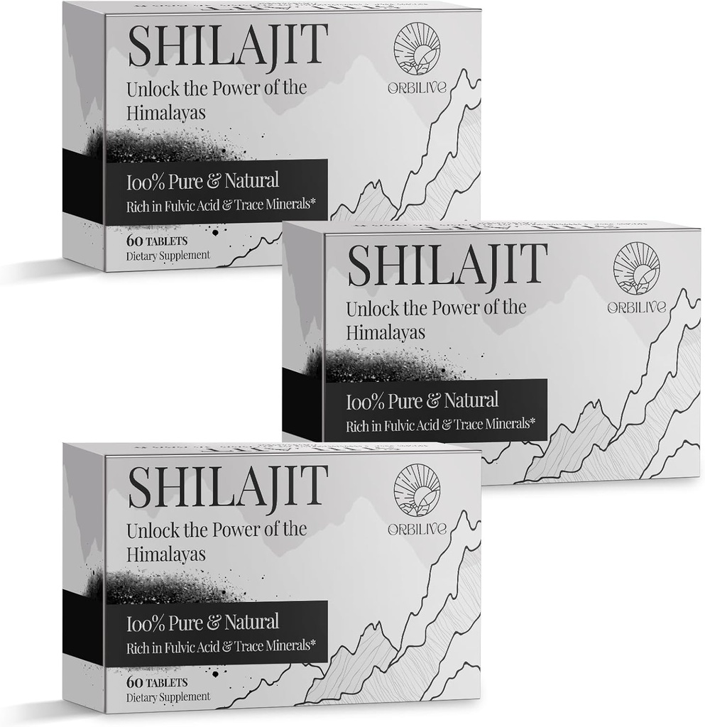 30 000 MG Shilajit Comprimés, 100% Shilajit Pure, Himalayan Organic, Shilajit pour hommes et femmes riches en acide fulvic & 85+ Trace Minerals, Supplément Shilajit pour le système d'énergie et d'immunité, 180 Compte