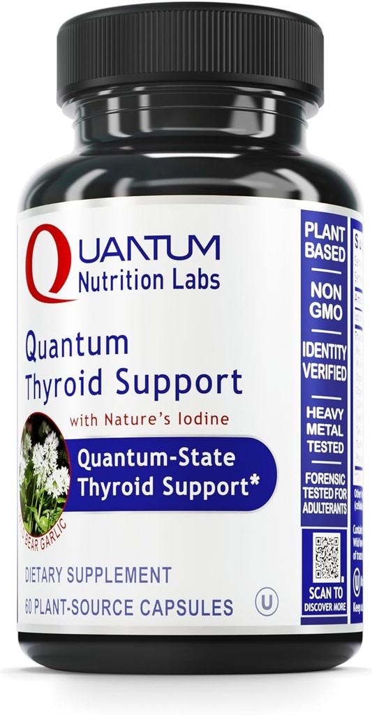 QNL Supplément de soutien Quantum Thyroïde - Complexe de soutien de la thyroïde pure - Aide l'équilibre hormonal pour les femmes et les hommes - Complexe de thyroïde végétalien - Caractéristiques Iodine - 60 Capsules d'origine végétale