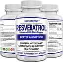 Resveratrol 1000mg Supplément, Trans Resveratrol 500mg, Resveratrol amélioré avec le poivre noir pour l'absorption maximale, puissant antioxydant et anti-âge pilules pour le coeur, l'immunité et la santé de la peau, 90 Capsules