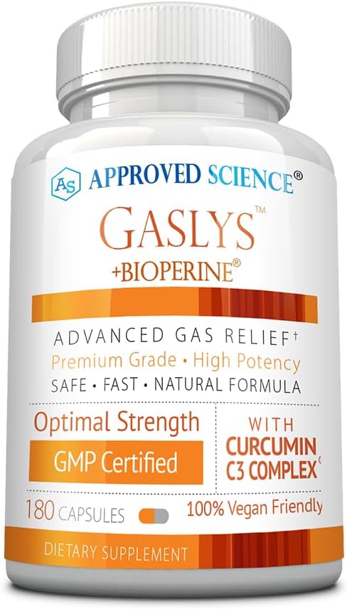 Agrément scientifique Gaslys - Supplément au piège digestif, au gaz et à l'estomac - avec poudre d'artichaut, gingembre, graines de fenouil - 180 Compte - Paquet de 1