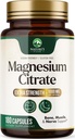 Citrate de magnésium 1000mg - Supplément de magnésium à haute absorption soutient la santé musculaire, osseuse, nerveuse et cardiaque - pilules complexes Magnesio de force supplémentaire - non-OGM, formule énergétique Premium - 180 capsules