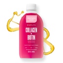 MAËLYS Collagène liquide Super Charged pour femmes - Supplément de peptides de collagène avec biotine pour cheveux, peau et ongles - Peptides de collagène hydrolysé liquide