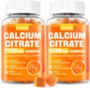Calcium 1200 mg with Vitamin D3 Supplement Gummies for Adults - Calcium Citrate with Vitamin D3, K2, Turmeric, MSM for Women Men - Support Strength Muscle Immune - Sugar Free, Natural Mango Flavor