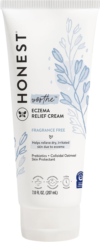 L'honnête société Eczema apaisant thérapie crème et protecteur de peau naturellement dérivé doux pour bébé prébiotiques Colloïdal Oatmeal 7 oz