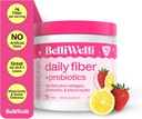 Belli Welli Supplément de fibre pour les femmes et les hommes, poudre de fibre quotidienne premium de l'acacia biologique avec collagène ajouté, électrolytes et probiotiques, sans bloat, constipation et soutien de la santé Gut (Lémonade de Strawberry)