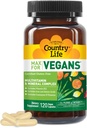 Country Life Max pour les végétaliens - 120 capsules de végétalien - Multivitamines quotidiennes - Supplément de soutien immunitaire - contient de la vitamine B12, fer, acides aminés, coenzyme B vitamines - sans gluten